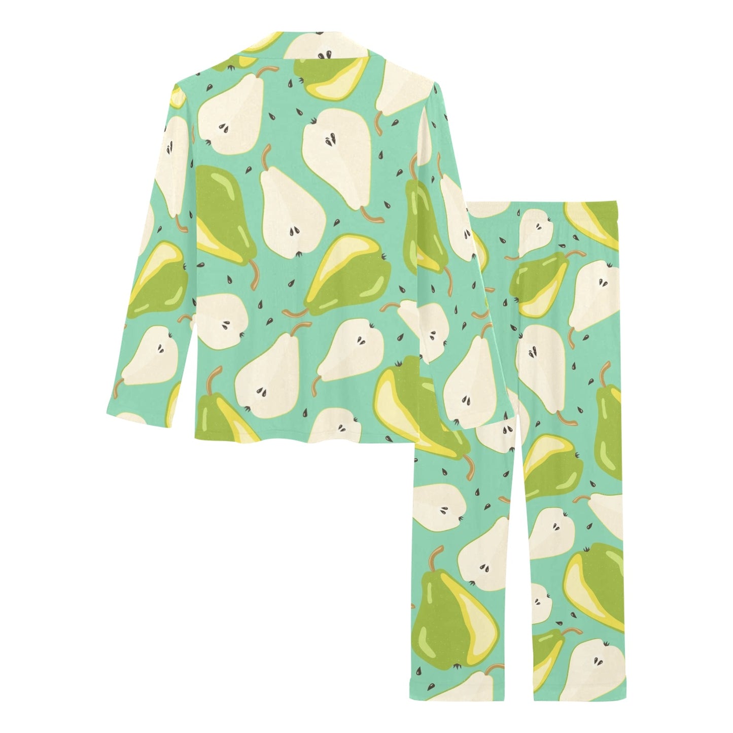 Pear Pattern Print Design PE04 Women's Long Pajama Set