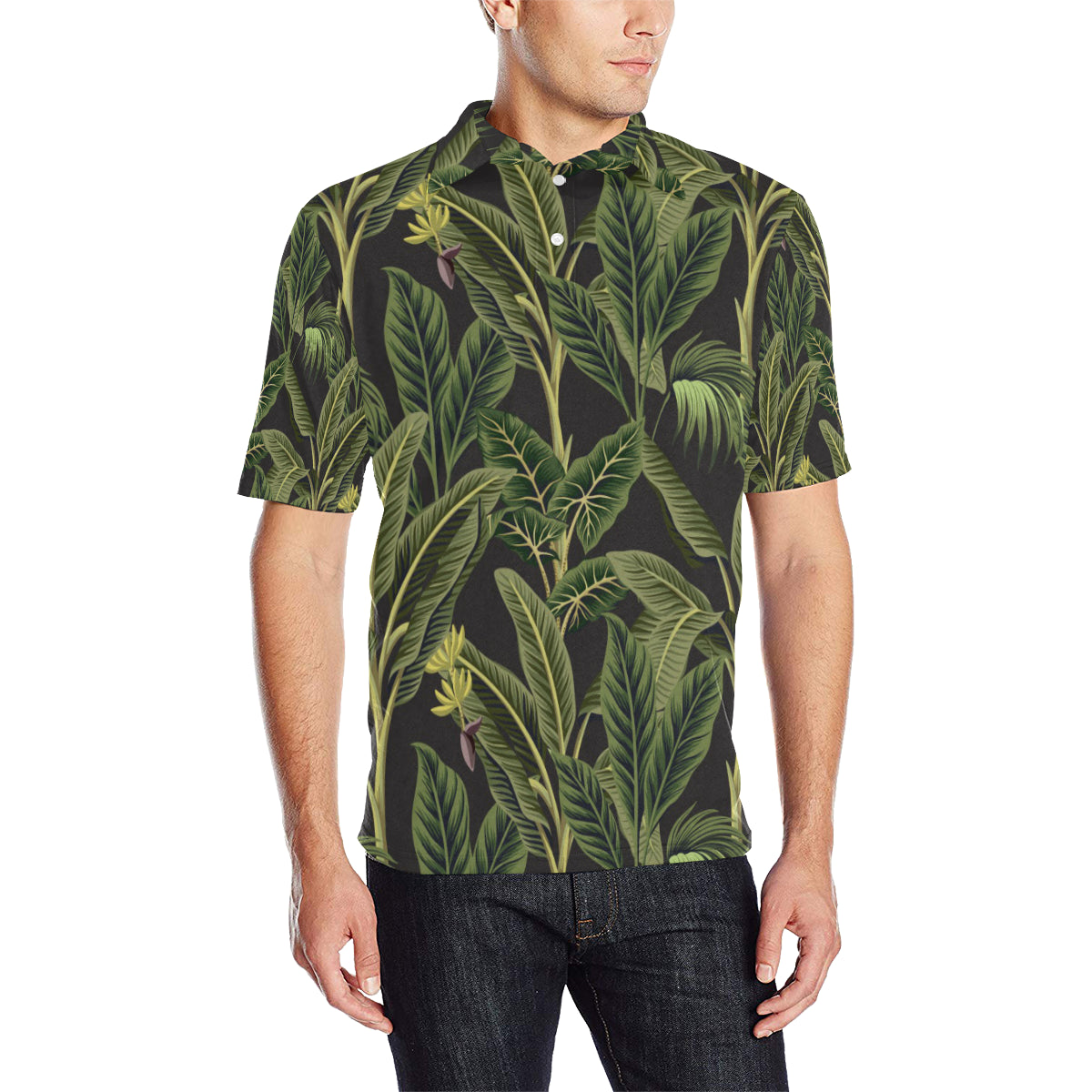 Banana Leaf Pattern Print Design BL04 Men Polo Shirt