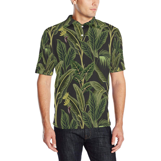 Banana Leaf Pattern Print Design BL04 Men Polo Shirt