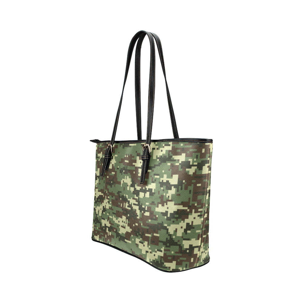 ACU Digital Army Camouflage Leather Tote Bag