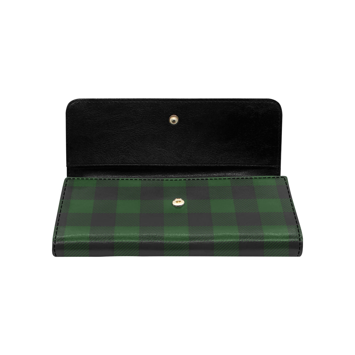 Buffalo check Green Pattern Print Design 02 Women's Trifold Wallet