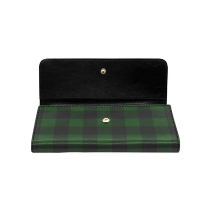 Buffalo check Green Pattern Print Design 02 Women's Trifold Wallet