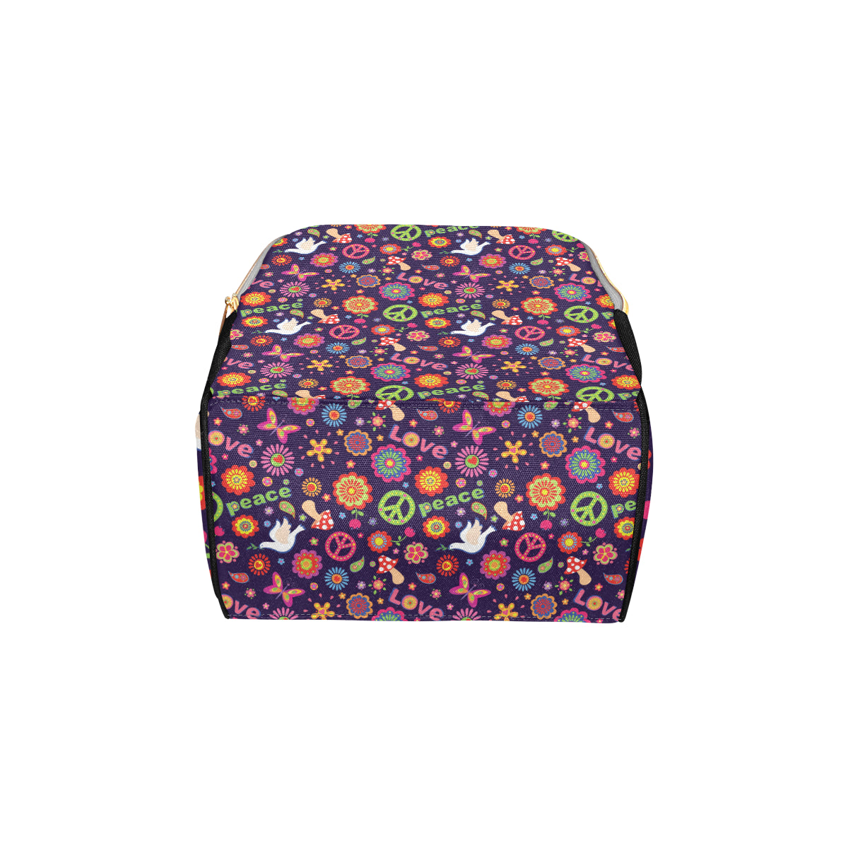 Flower Power Peace Design Print Diaper Bag Backpack