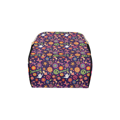 Flower Power Peace Design Print Diaper Bag Backpack
