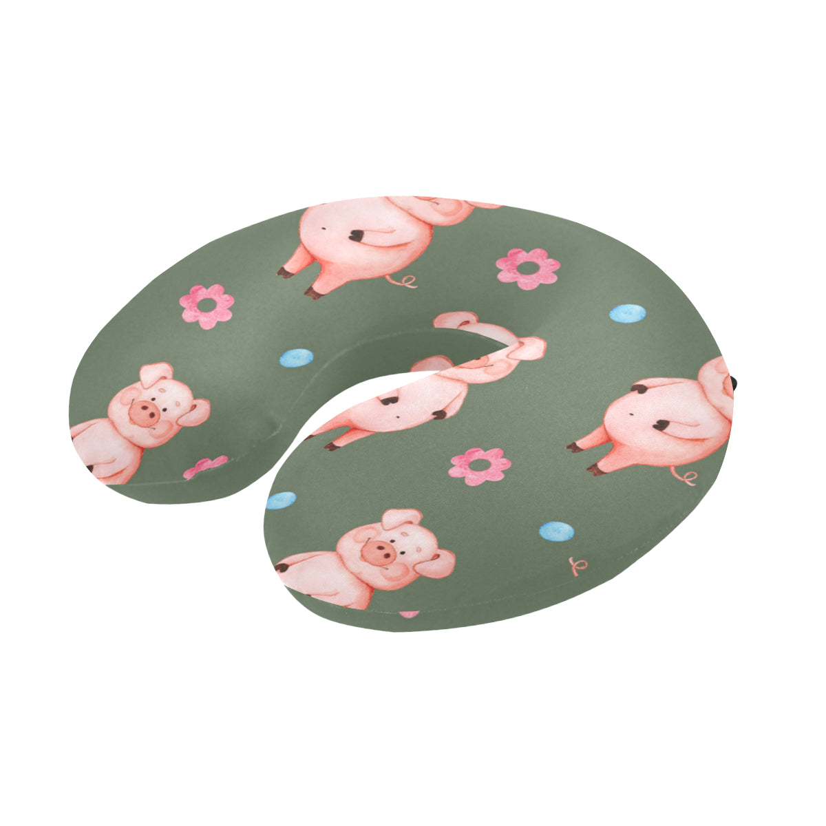 Pig Pattern Print Design 03 U-Shaped Travel Neck Pillow