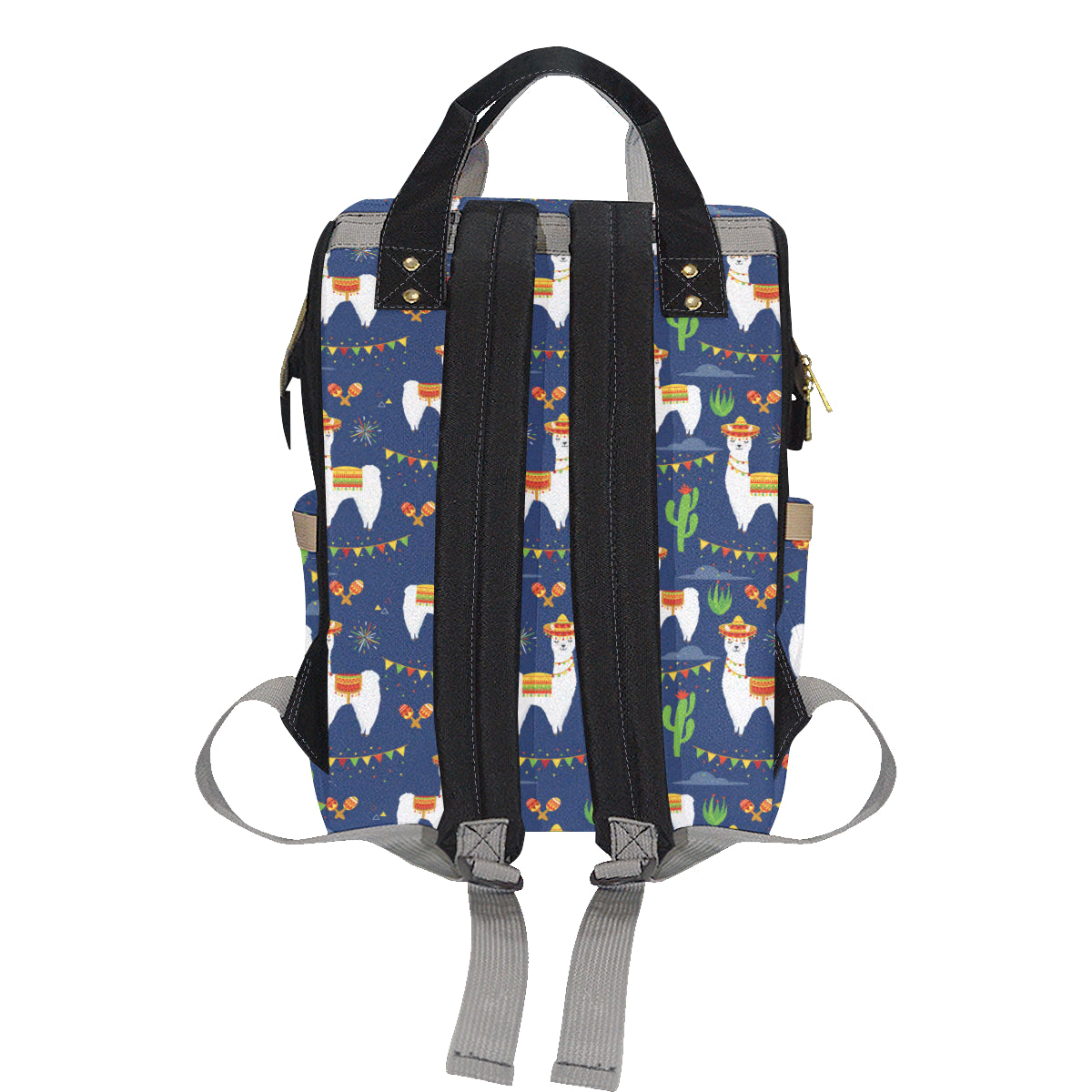 Llama Cactus Pattern Print Design 05 Diaper Bag Backpack