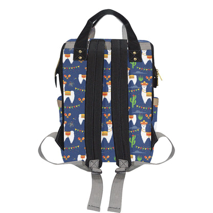 Llama Cactus Pattern Print Design 05 Diaper Bag Backpack