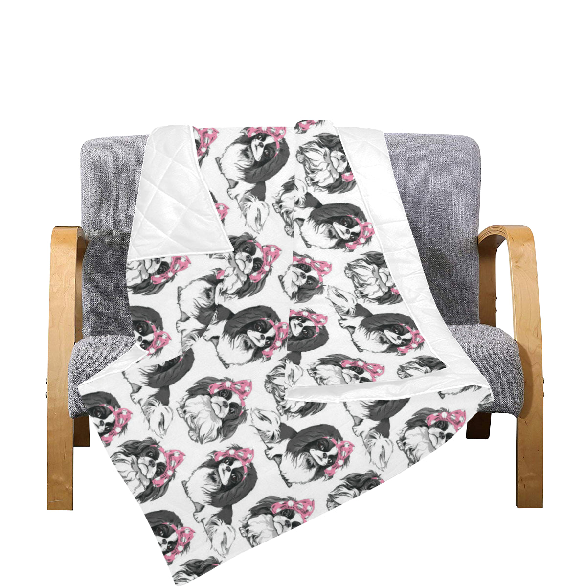 Japanese Chin Pattern Print Design 01 Premium Quilt