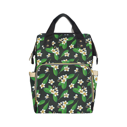 White Plumeria Pattern Print Design PM023 Diaper Bag Backpack