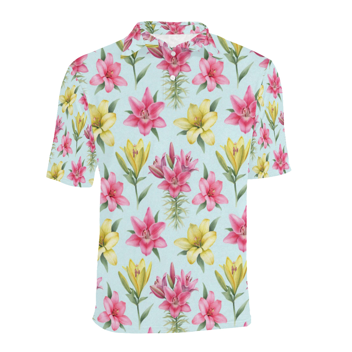 Lily Pattern Print Design LY010 Men Polo Shirt