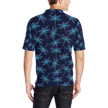 Dragonfly Hand Drawn Style Print Men Polo Shirt