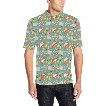 Beach Scene Pattern Print Design 02 Men Polo Shirt