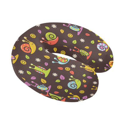 Snail Pattern Print Design 01 U-Shaped Travel Neck Pillow