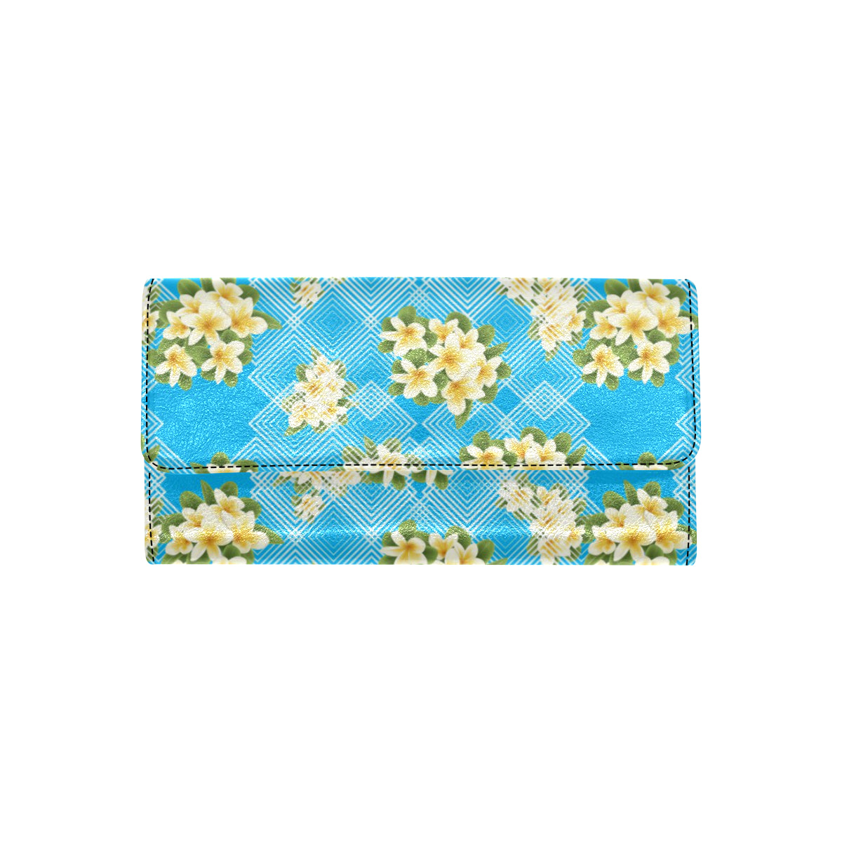 Yellow Plumeria Design Print Pattern Women's Trifold Wallet
