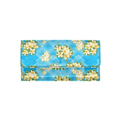 Yellow Plumeria Design Print Pattern Women's Trifold Wallet