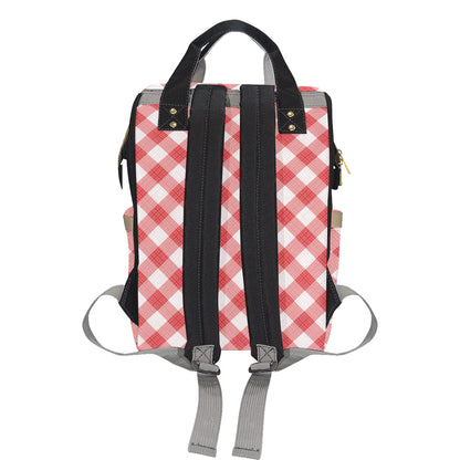 Gingham Red Pattern Print Design 01 Diaper Bag Backpack