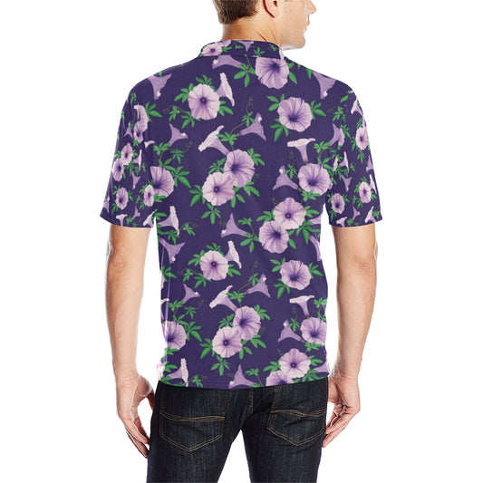 Morning Glory Pattern Print Design MG01 Men Polo Shirt