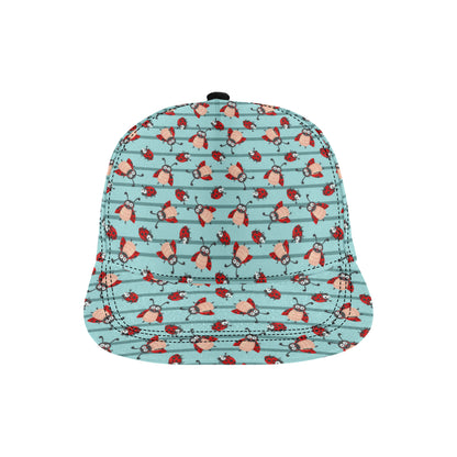 Ladybug Happy Print Pattern Snapback Cap