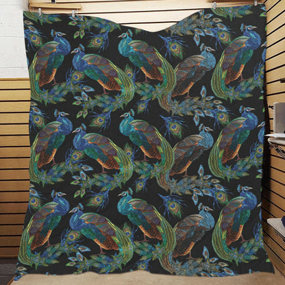 Peacock Pattern Print Design A04 Premium Quilt