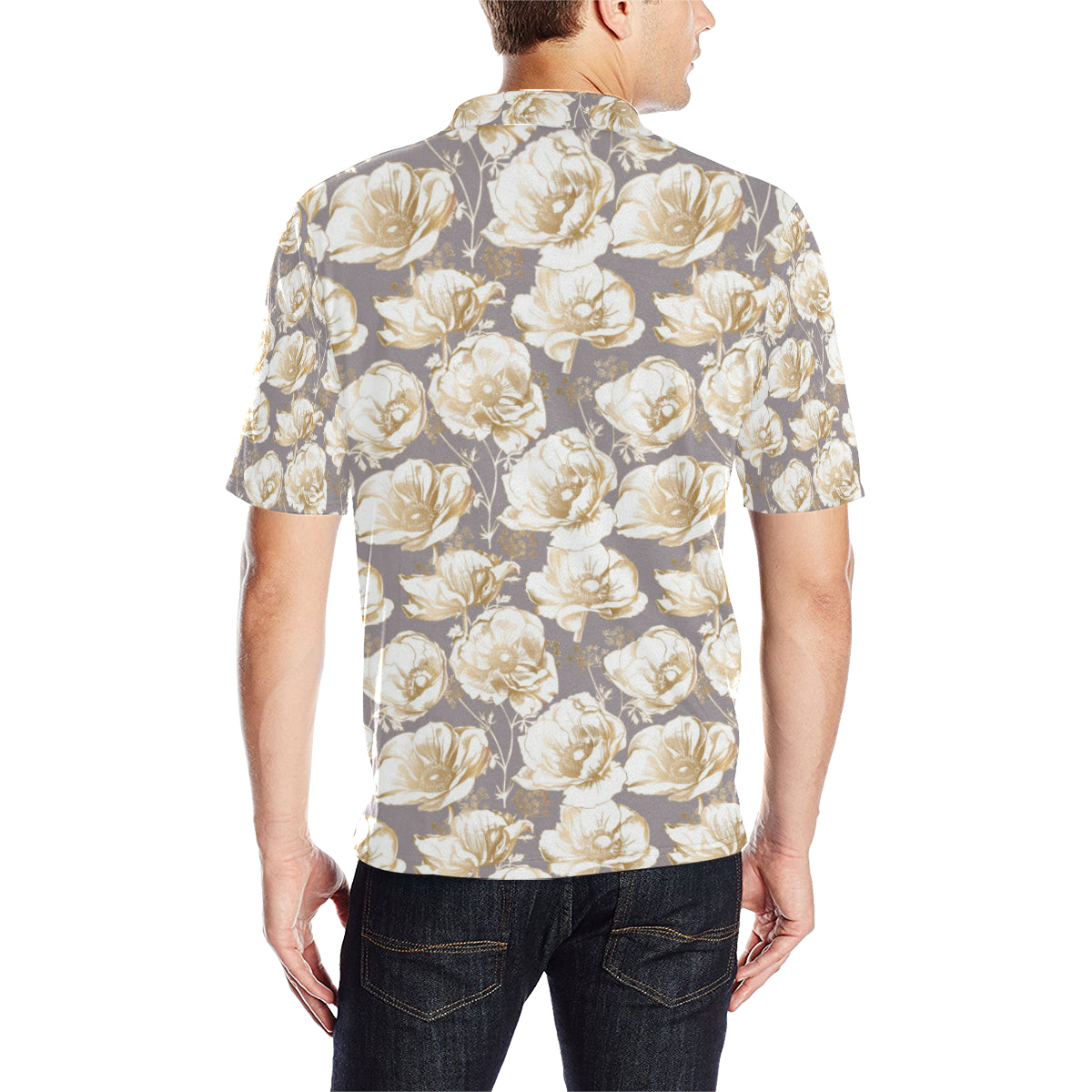 Anemone Pattern Print Design AM05 Men Polo Shirt