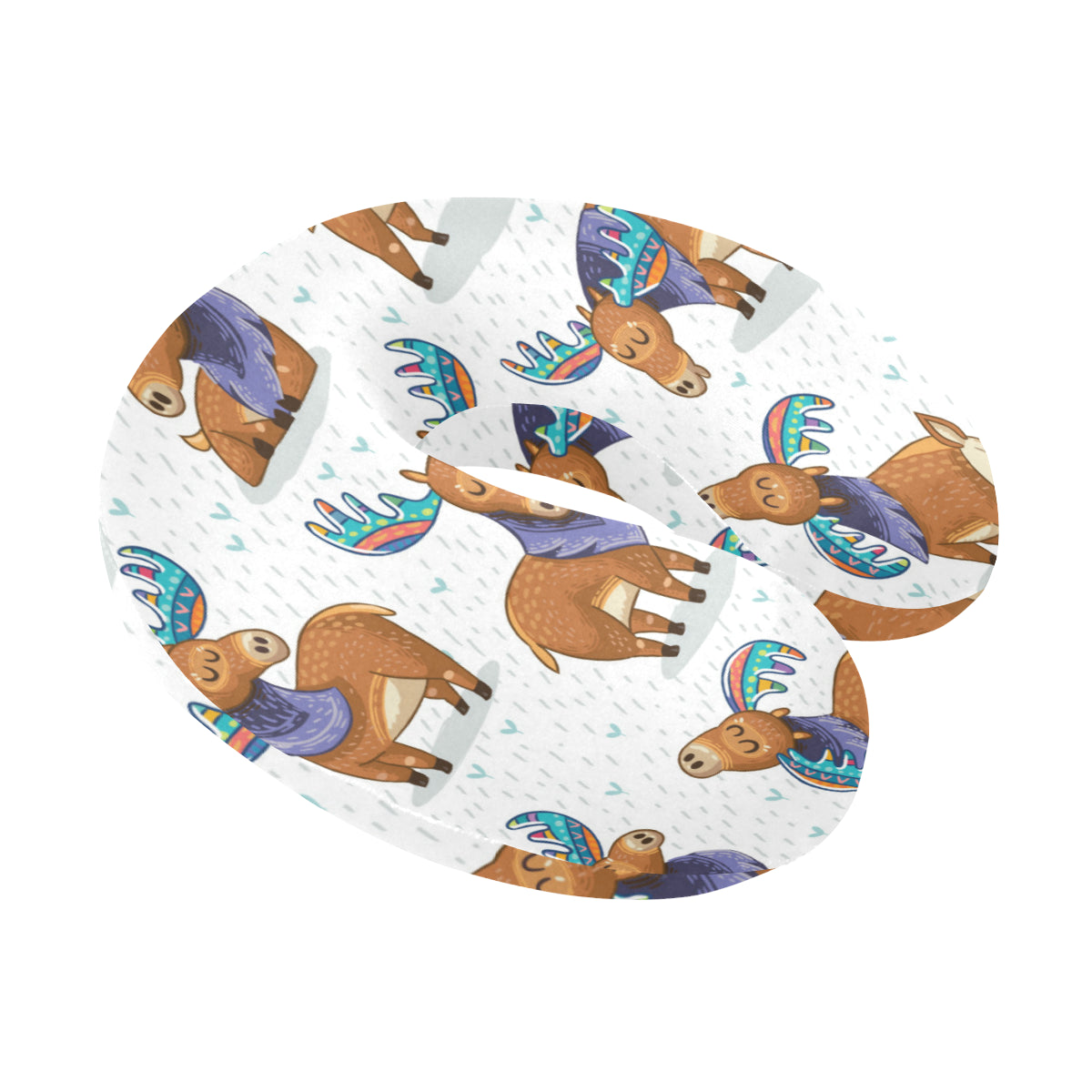 Moose Cute Pattern Print Design 01 U-Shaped Travel Neck Pillow
