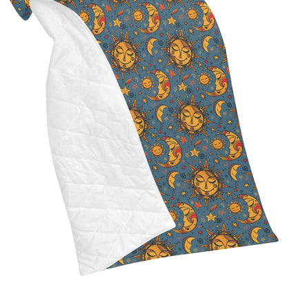 Celestial Moon Sun Pattern Print Design 02 Premium Quilt