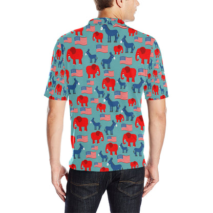 Donkey Red Elephant Pattern Print Design 03 Men Polo Shirt