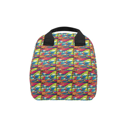 Dinosaur Comic Pop Art Style Insulated Lunch Bag