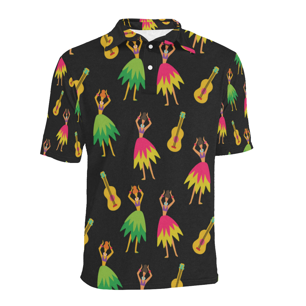 Hula Dancers Hawaiian Girl Pattern Print Design 03 Men Polo Shirt