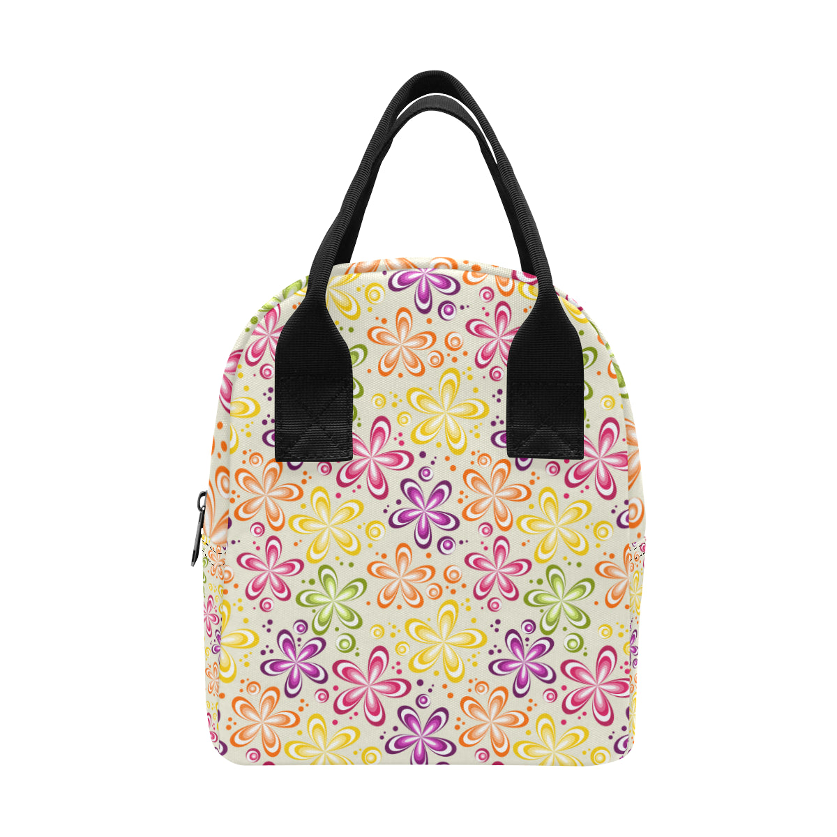 Flower Power Colorful Design Print Insulated Lunch Bag