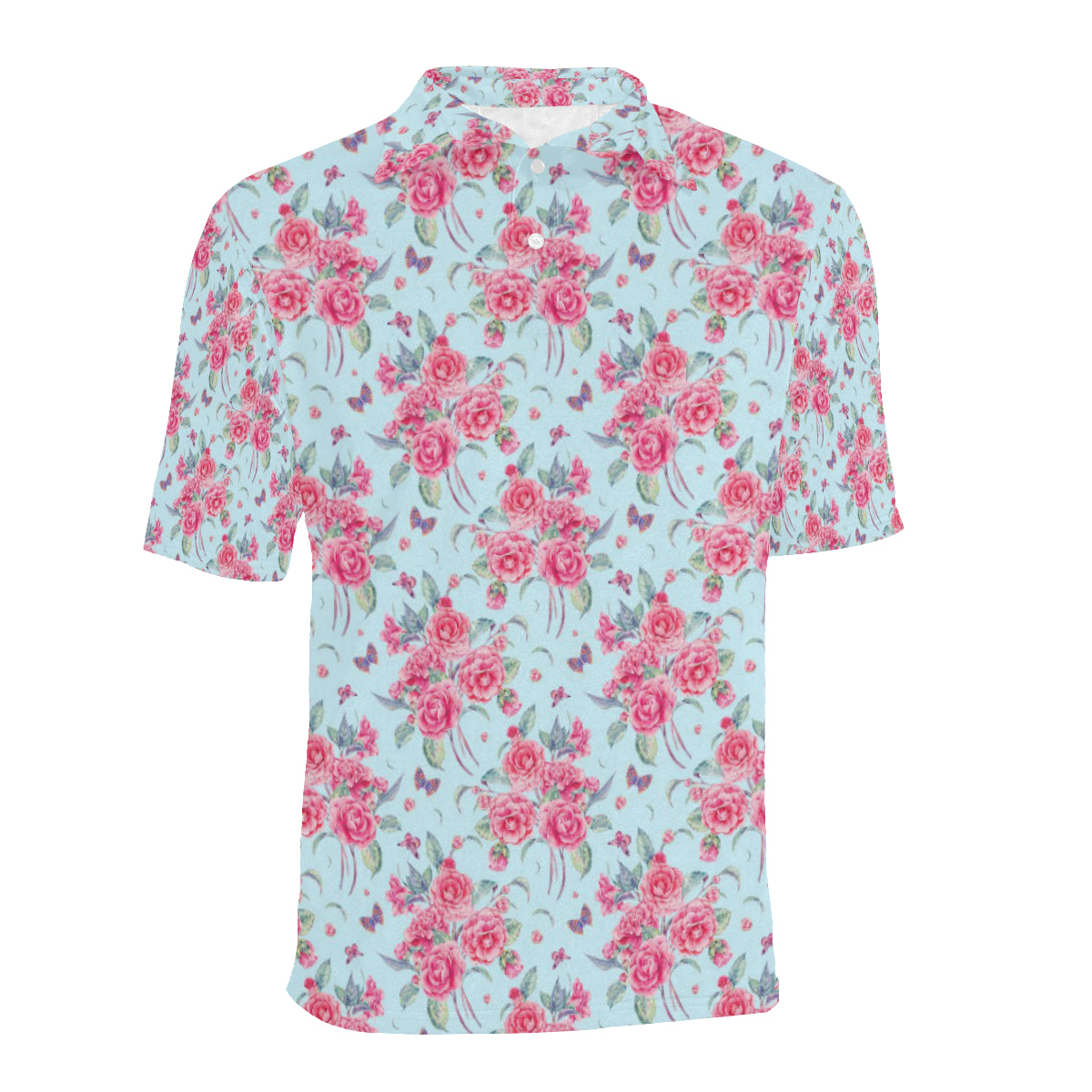 Camellia Pattern Print Design 01 Men Polo Shirt