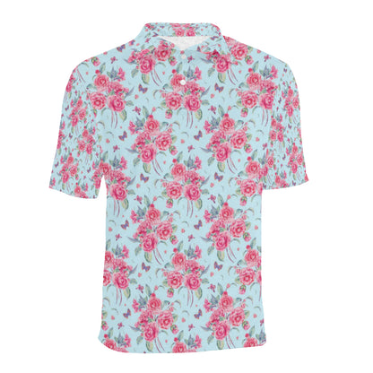 Camellia Pattern Print Design 01 Men Polo Shirt