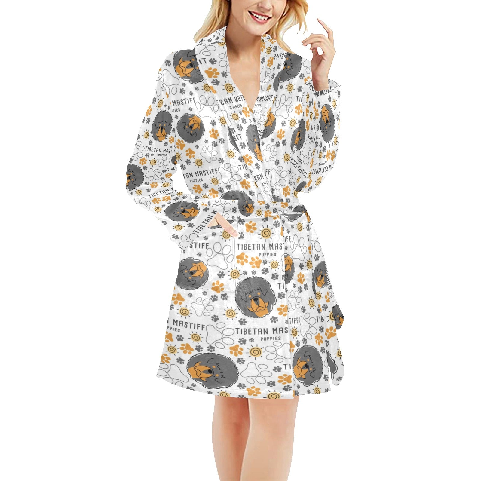 Tibetan Mastiffs Print Design LKS302 Women's Fleece Robe