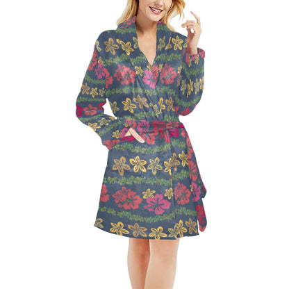 Hawaiian Themed Pattern Print Design H018 Women's Fleece Robe