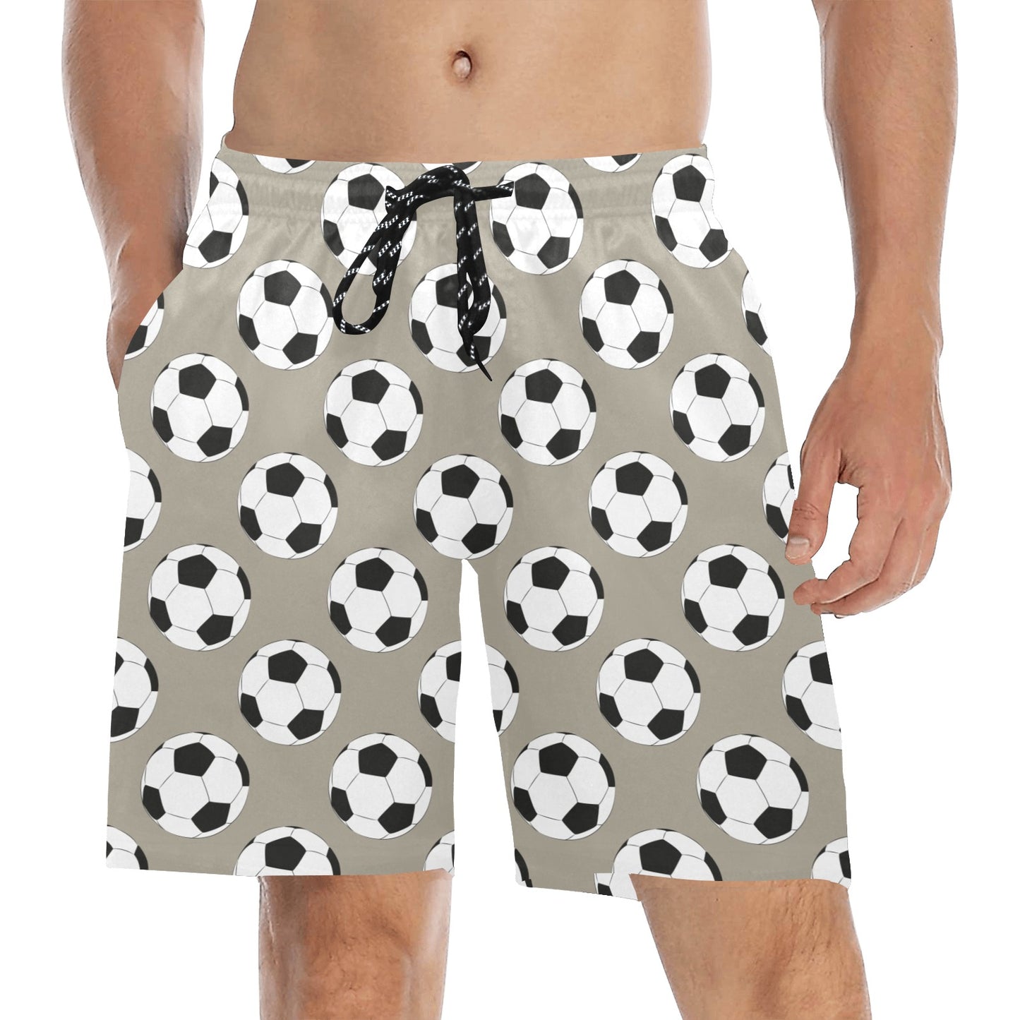 Soccer Ball Print Design LKS302 Men's Swim Trunks Beach Shorts
