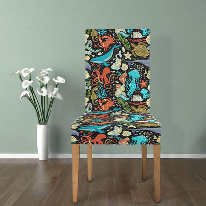 Underwater Animal Print Design LKS301 Dining Chair Slipcover
