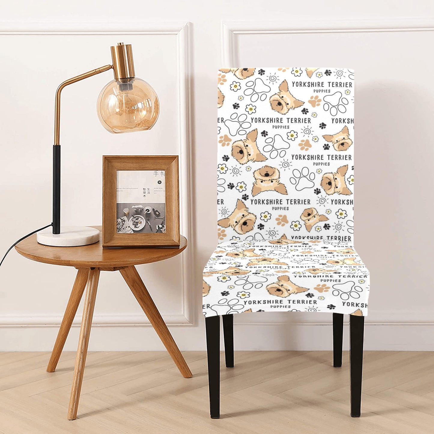 Yorkshire Terriers Print Design LKS308 Dining Chair Slipcover