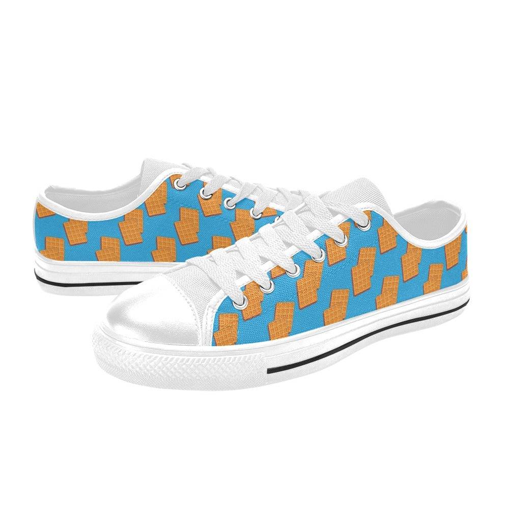 Waffle Print Design LKS304 Women's White Low Top Shoes