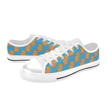 Waffle Print Design LKS304 Women's White Low Top Shoes