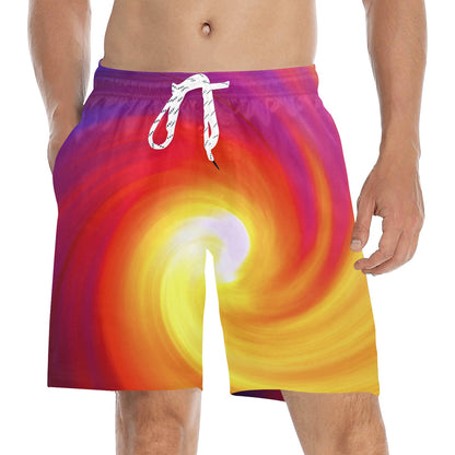 Vortex Twist Swirl Flame Themed Men's Swim Trunks Beach Shorts