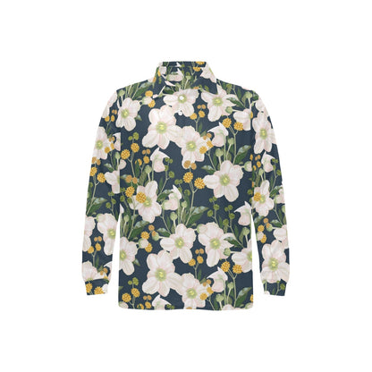 Anemone Pattern Print Design AM04 Long Sleeve Polo Shirt For Men's