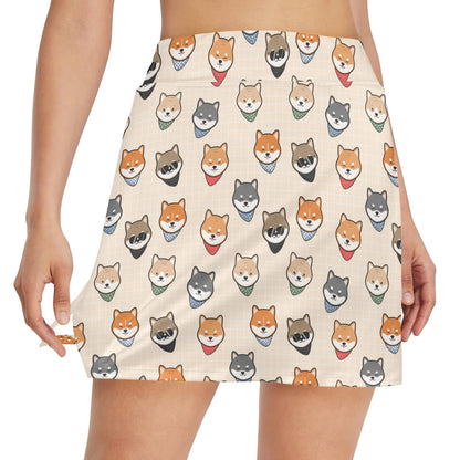 Shiba Inu Print Design LKS3010 17" Golf & Pickleball Skort with Pockets