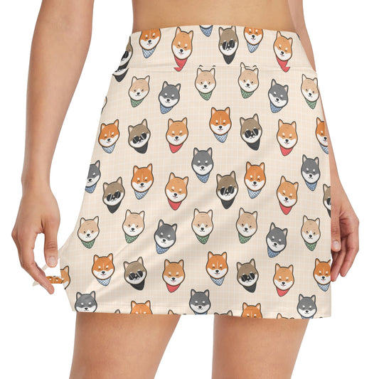 Shiba Inu Print Design LKS3010 17" Golf & Pickleball Skort with Pockets