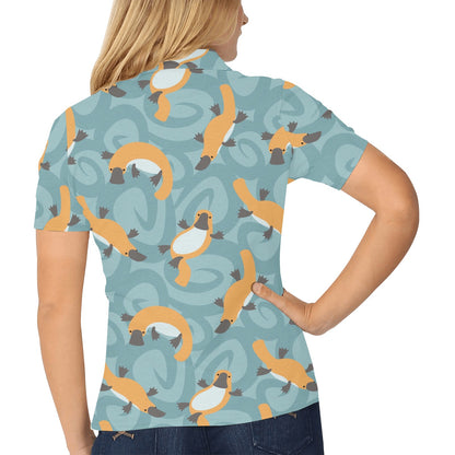 Platypus Pattern Print Design A01 Women's Polo Shirt
