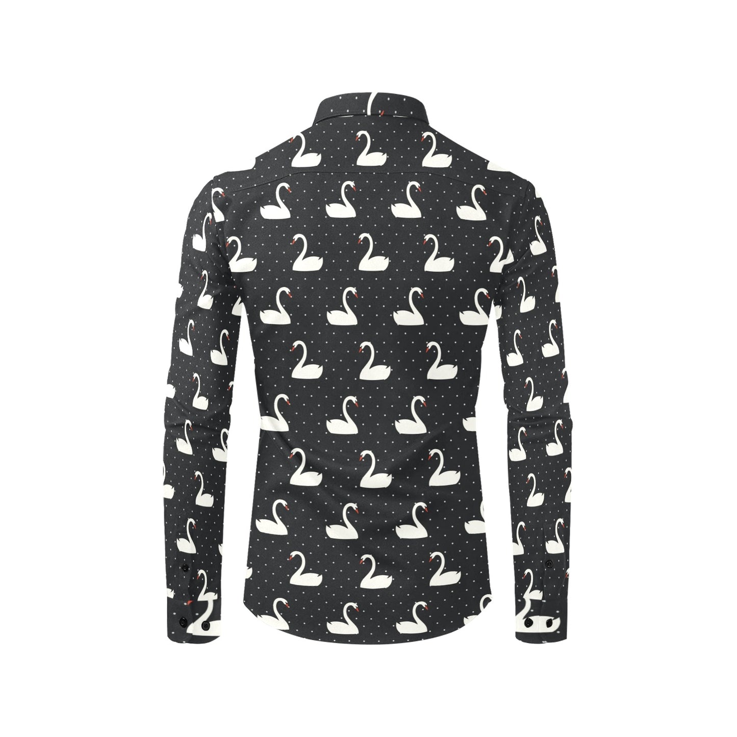 Swan Print Design LKS401 Men's Long Sleeve Dress Shirt