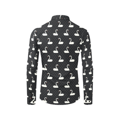 Swan Print Design LKS401 Men's Long Sleeve Dress Shirt
