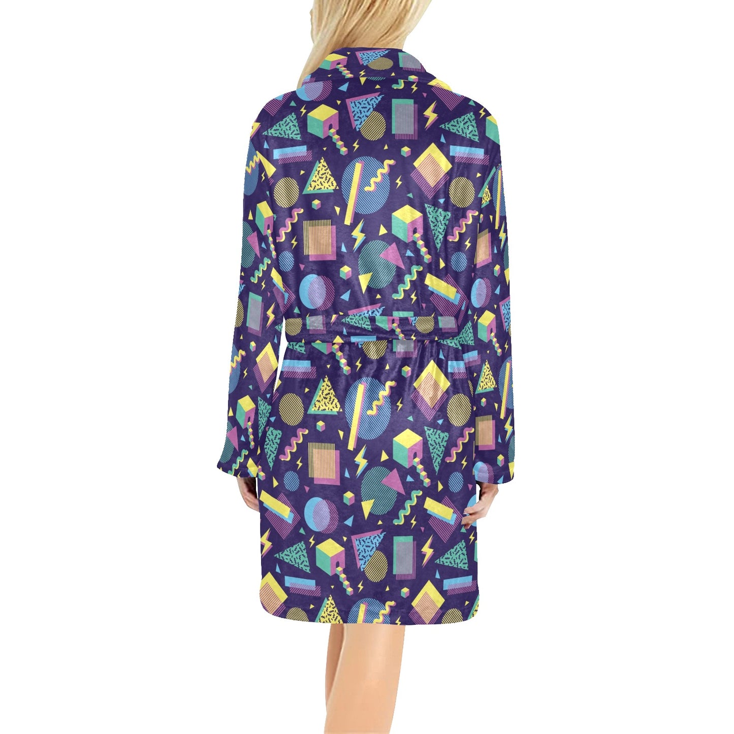 Geometric Print Design LKS401 Women's Fleece Robe