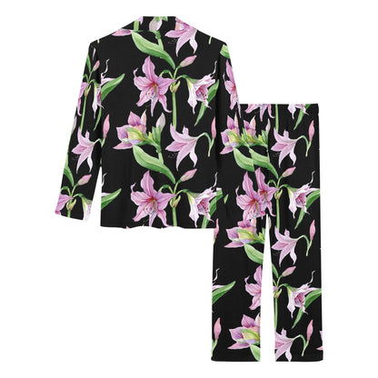 Amaryllis Pattern Print Design AL08 Women's Long Pajama Set