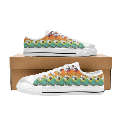Electric Guitar Print Design LKS401 Women's White Low Top Shoes