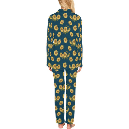 Sunflower Print Design LKS305 Women's Long Pajama Set